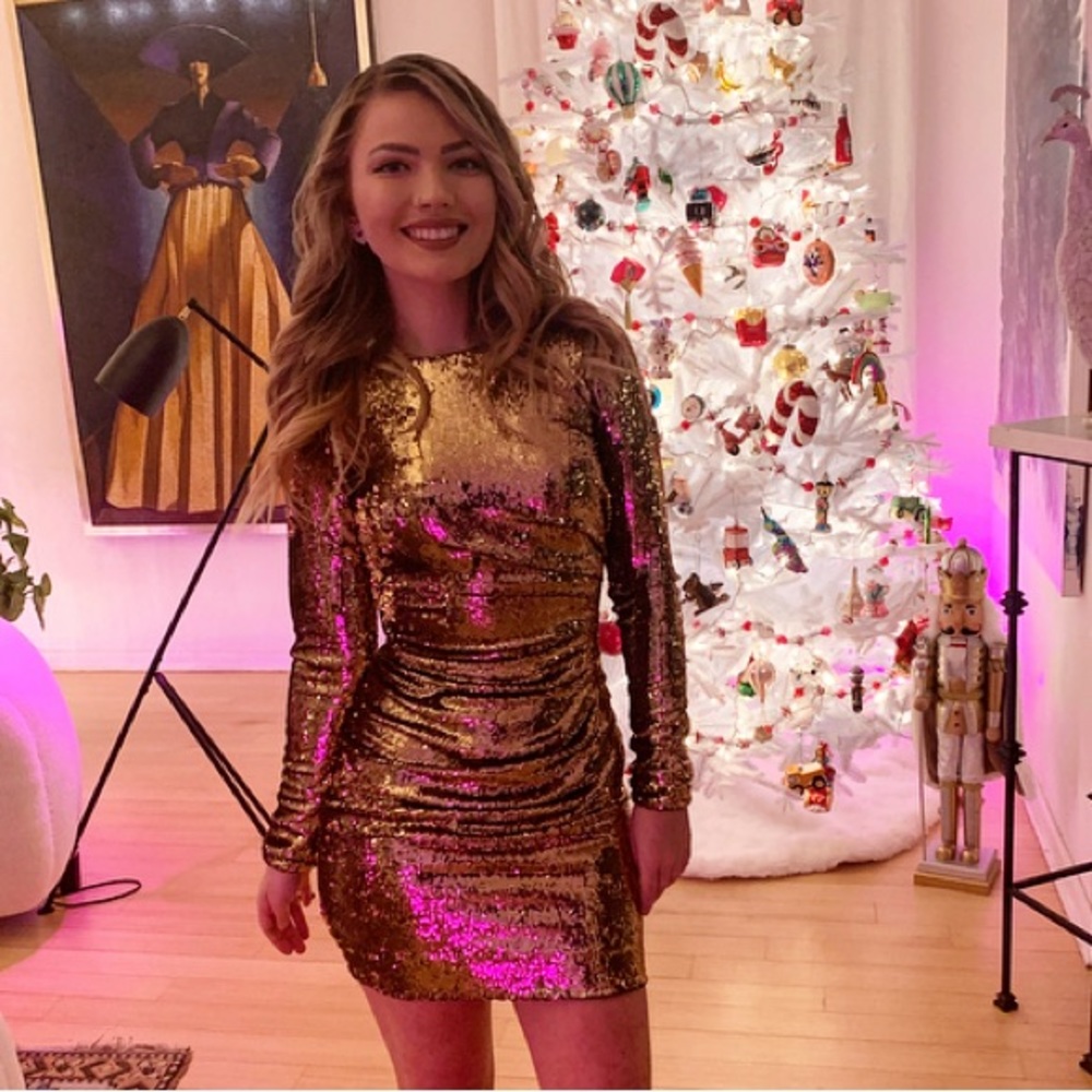 Dress The Population Gold Sequin Dress
